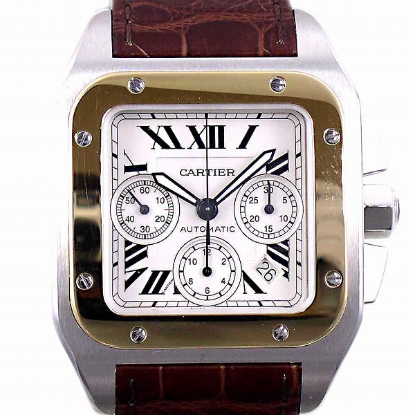 カルティエ　CARTIER　サントス100　クロノグラフ コンビ W20091X7　K18イエローゴールド×ステンレス　自動巻き