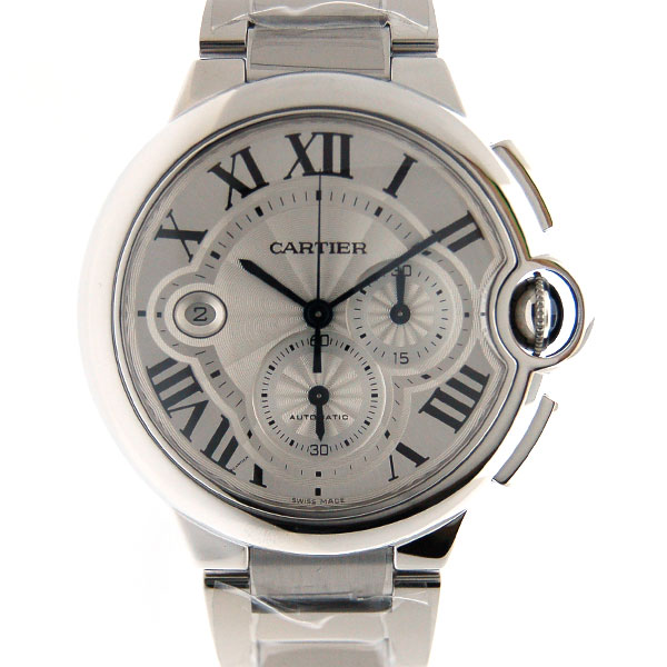 カルティエ　CARTIER　バロンブルークロノグラフ　W6920002　メンズ　44mm　SS　シルバー　自動巻　新品