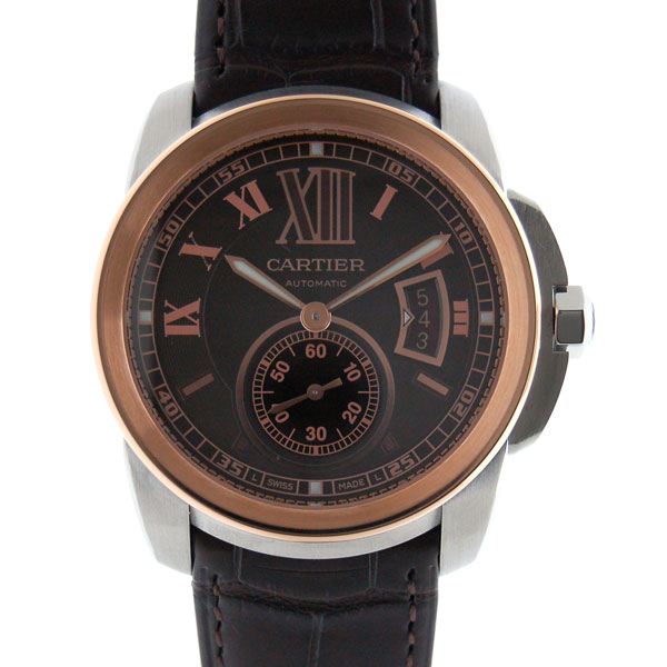 カルティエ　CARTIER　カリブル　ドゥ　カルティエ　W7100051　SS×PG　メンズ　自動巻　ブラウン　新品