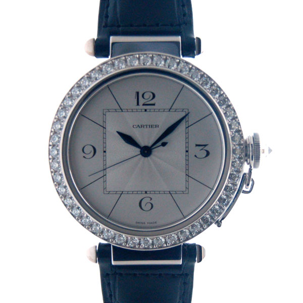 カルティエ　CARTIER　パシャ42mm　ベゼルダイヤ　WJ118751　ホワイトゴールド　革　新品