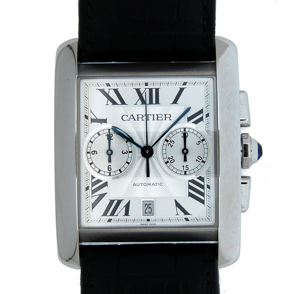 カルティエ　CARTIER　タンクMC　クロノグラフ　W5330007　メンズ　SS　自動巻　44×34.3mm　シルバー　革ベルト　新品