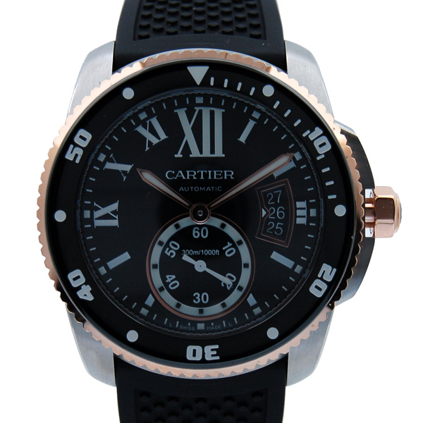 カルティエ　CARTIER　カリブル　ドゥ　カルティエ　ダイバー　W7100055　PGベゼル　メンズ　42mm　ラバー　ブラック　新品