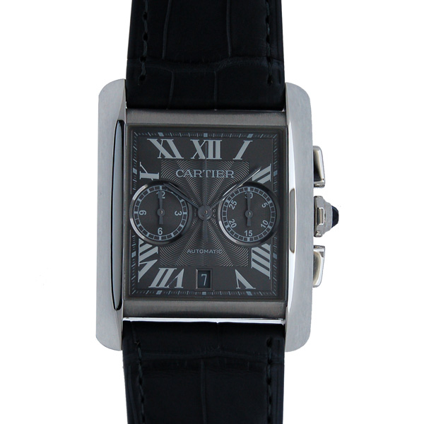 カルティエ　CARTIER　タンクMC　クロノグラフ　W5330008　メンズ　SS　自動巻　44×34.3mm　グレー　革ベルト　新品