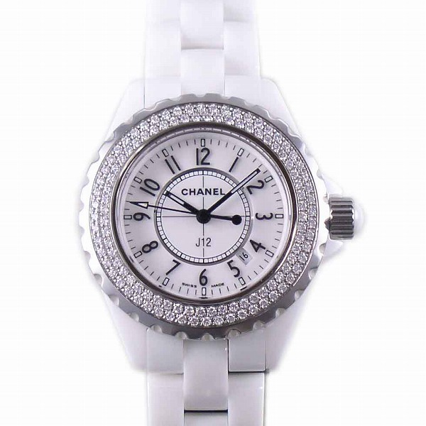 シャネル　CHANEL　J12　白セラミック　レディース　H0967　クォーツ　33mm　200m防水　純正ベゼルダイヤ