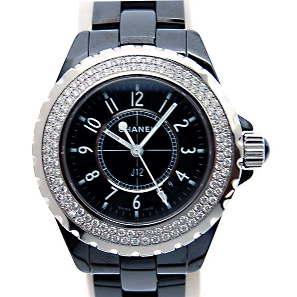 シャネル　CHANEL　J12　黒セラミック　レディース　H0949　クォーツ　33mm　200m防水　純正ベゼルダイヤ
