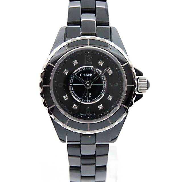 シャネル　CHANEL　J12　H2569　ブラックセラミック　レディース　29mm　8Pダイヤ　新品