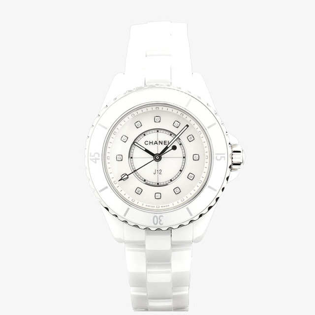 シャネル　CHANEL　J12 ホワイトセラミック　H5704　ホワイトシェル　12Pダイヤ　クォーツ　33mm　新品