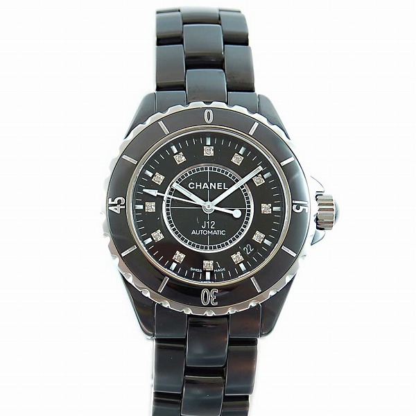 シャネル　CHANEL　J12　黒セラミック　H1626　12Pダイヤ　メンズ　自動巻き　38mm　200m防水