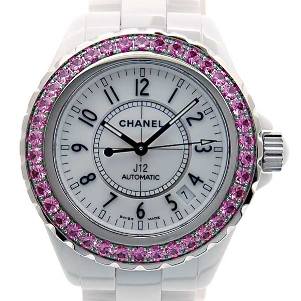 シャネル　CHANEL　J12　H1182　38mm　ホワイトセラミック　ピンクサファイアベゼル　メンズ