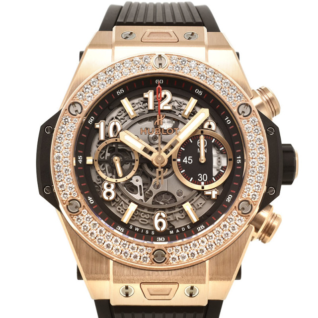 ウブロ　HUBLOT　ビッグバン ウニコ キングゴールド ベゼルダイヤ　411.OX.1180.RX.1104　ラバーベルト　45mm　新品