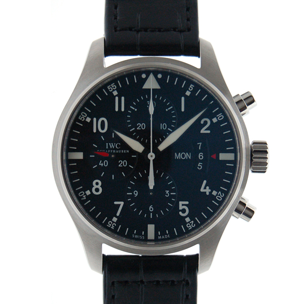 IWC　パイロットウォッチクロノ　IW377701　デイデイト　SS　ブラック　自動巻　革　新品
