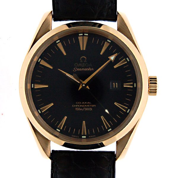 オメガ　OMEGA　シーマスター　アクアテラ　2602.50.32　YG　金無垢　ブラック　革　新品