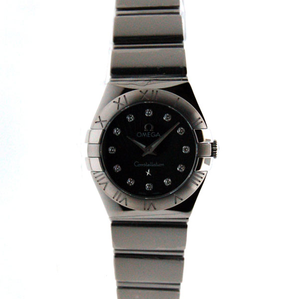 オメガ　OMEGA　コンステレーション　12Pダイヤ　123.10.24.60.51.002　レディース　SS　ブラック　クォーツ　新品