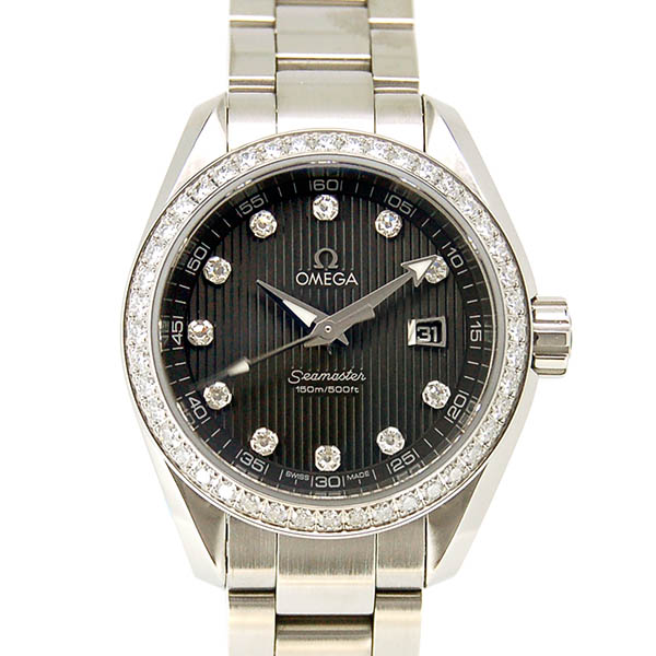 オメガ　OMEGA　シーマスター　アクアテラ　231.15.30.61.56.001　30mm　SS　グレータペストリー　ベゼルダイヤ/11Pダイヤ　クォーツ　新品