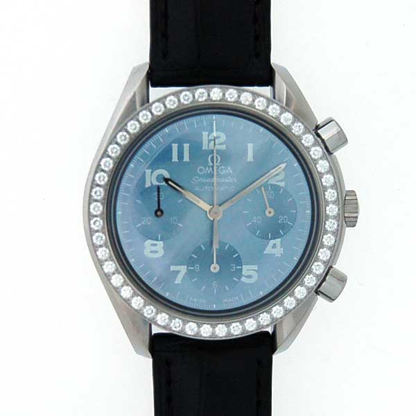 オメガ　OMEGA　スピードマスター　ベゼルダイヤ　3815.73.31　レディース　ブラックシェル　黒革　38mm　新品