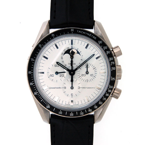 オメガ　OMEGA　スピードマスタームーンフェイズ　K18WG  3689.30.31 プロフェッショナル　レザー  メンズ