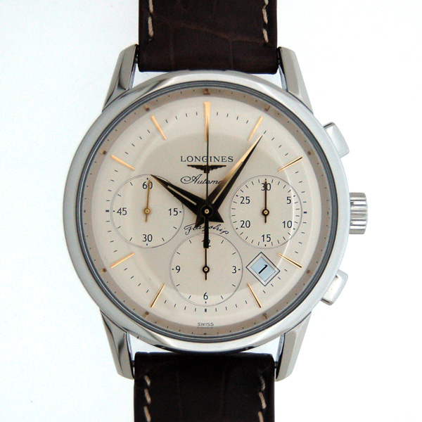 ロンジン　LONGINES　ヘリテージ　クロノグラフ　L4.796.4.78.2　シルバー　革　新品