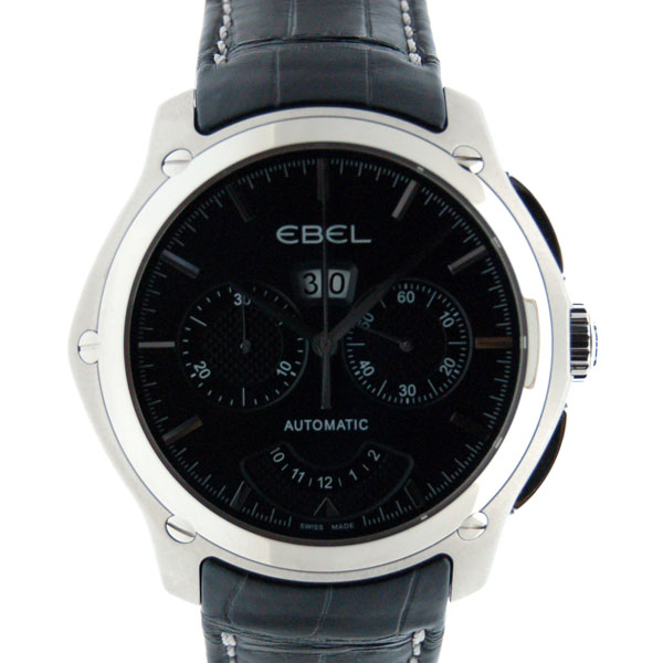 エベル　EBEL　クラシックヘキサゴン　クロノグラフ　1215932　メンズ　SS　ブラック　革ベルト　新品