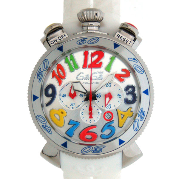 ガガミラノ　GAGA MILANO　クロノ　48mm　6050.1　マルチカラー　ホワイト　クォーツ　新品