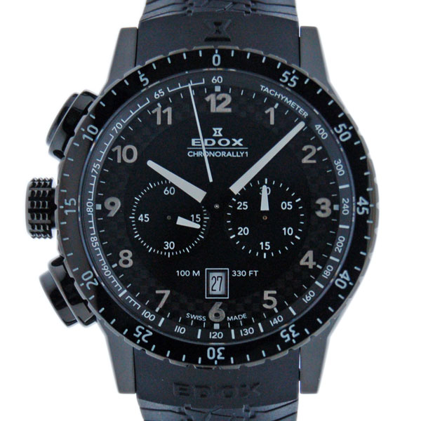 エドックス　EDOX　クロノラリー1　クロノグラフ　10305 37N NN　クォーツ　SS　ブラック　新品