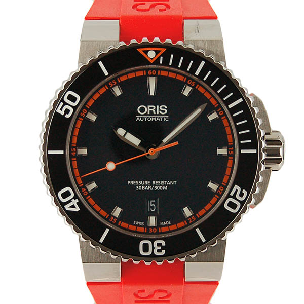 オリス　ORIS　アクイス　デイト　733 7653 4128R　SS　43mm　ブラック　オレンジラバー　新品