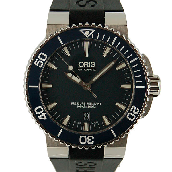 オリス　ORIS　アクイス　デイト　733 7653 4155R　SS　43mm　ネイビー　ブラックラバー　新品