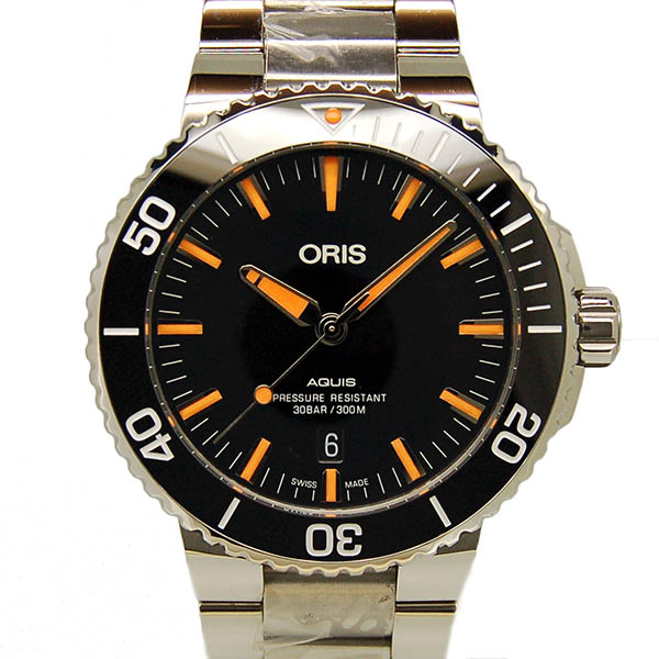 オリス　ORIS　アクイス　デイト　733 7730 4159M　SS　43.5mm　ブラック　新品