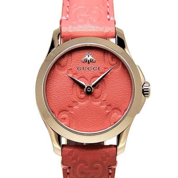 グッチ　GUCCI　Gタイムレス　YA126578　27mm　クォーツ　ピンク　革ベルト　新品