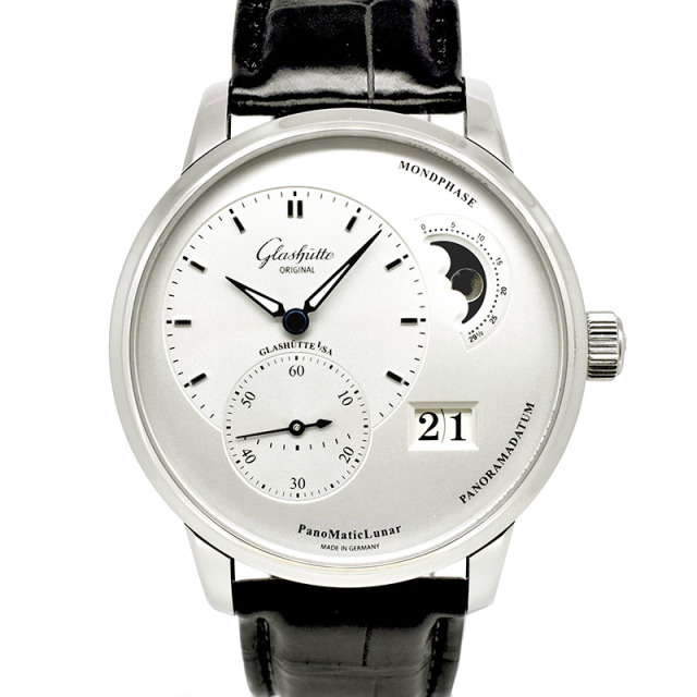 グラスヒュッテ オリジナル　Glashutte Original　パノマティックルナ　1-90-02-42-32-05　シルバー　40mm　新品