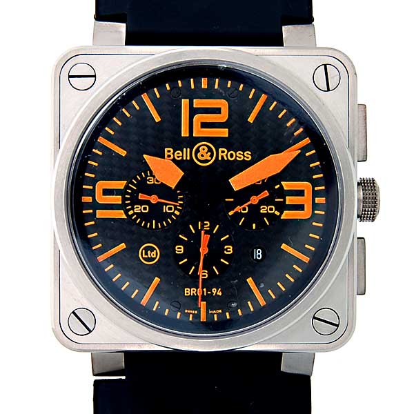 ベル＆ロス　BELL＆ROSS　BR01-94-ORENGE　クロノグラフ　2008年世界500本限定　オレンジ