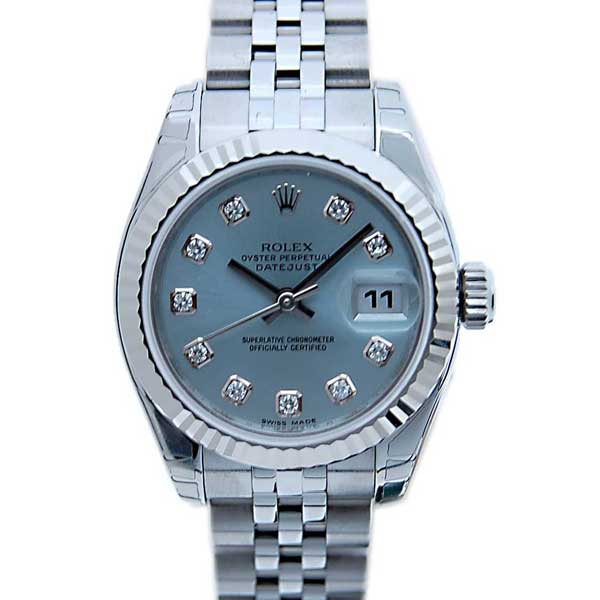 ロレックス　ROLEX　デイトジャスト　Ref.179174G　レディース　アイスブルー10Pダイヤ　自動巻き