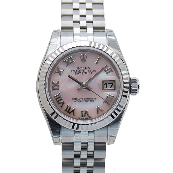 ロレックス　ROLEX　デイトジャスト　Ref.179174NR　ピンクシェルローマ　自動巻き　K18WG×SS　新品