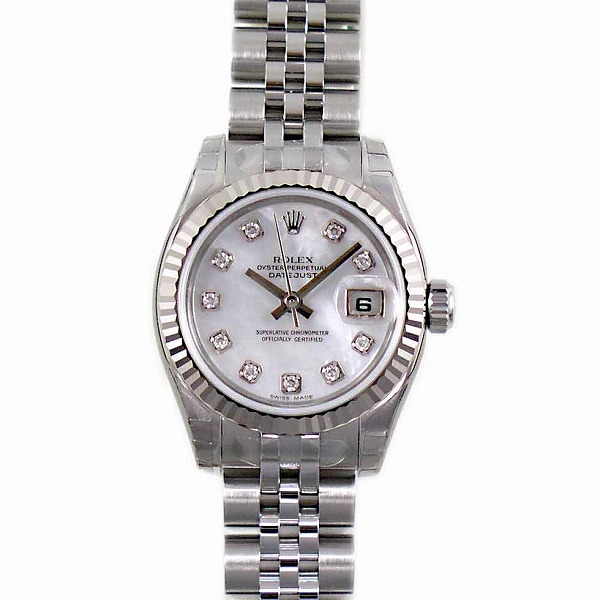 ロレックス　ROLEX　デイトジャスト　レディース　Ref.179174NG　ホワイトシェル　10Pダイヤ　新品