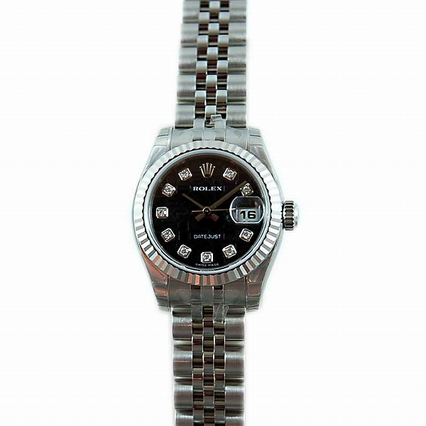ロレックス　ROLEX　デイトジャスト　Ref.179174G　ブラック彫りコン10Pダイヤ
