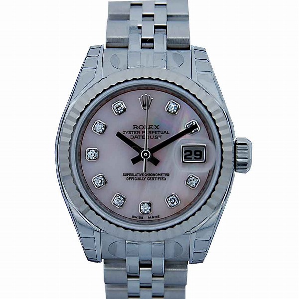 ロレックス　ROLEX　デイトジャスト　Ref.179174NG　ピンクシェル10Pダイヤ　レディース