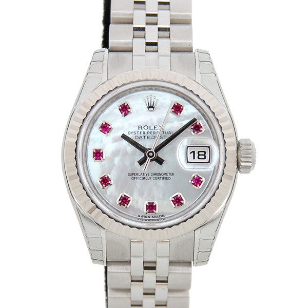 ロレックス　ROLEX　デイトジャスト　179174NGR　26mm　レディース　ホワイトシェル　10Pルビー　SS/WG　新品