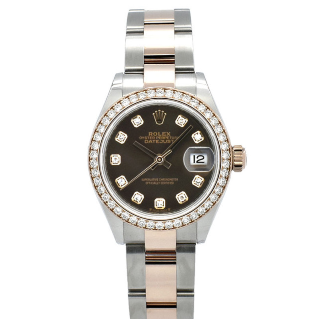 ロレックス　ROLEX　レディ デイトジャスト 28　Ref.279381RBR　ベゼルダイヤ　チョコレート　新品