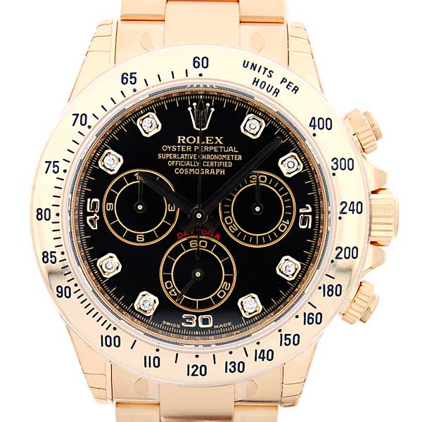 デイトナ ロレックス ROLEX デイトナ Ref.116528G K18 ブラック 8Pダイヤ メンズ