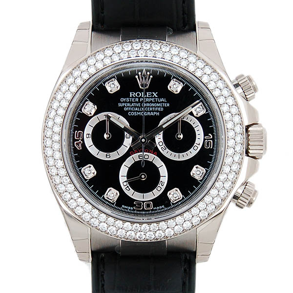 ロレックス　ROLEX　デイトナ　Ref.116589RBR　K18WG　ダイヤベゼル　自動巻き　ブラック　40mm　革ベルト　新品　
