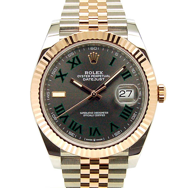 ロレックス　ROLEX　デイトジャスト41　126331　グレー/グリーンローマ　41mm　新品