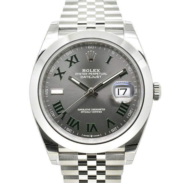 ロレックス　ROLEX　デイトジャスト41　126300　グレー/グリーンローマ　新品