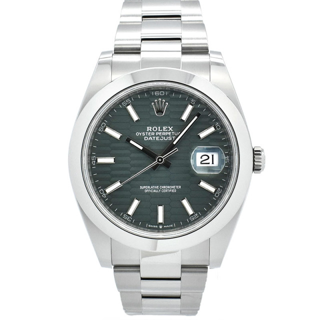 ロレックス　ROLEX　デイトジャスト41　Ref.126300　ミントグリーン　フル―テッドモチーフダイヤル　新品
