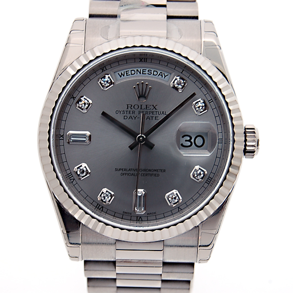 ロレックス　ROLEX　デイデイト　Ref.118239A　シルバー文字盤　18KWG　新品