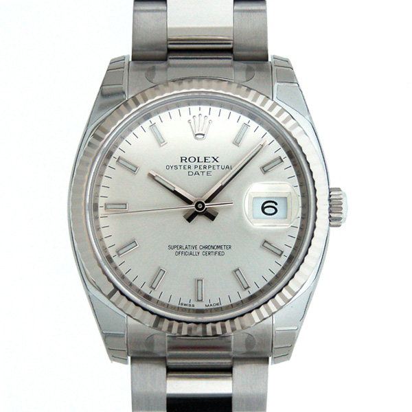 ロレックス　ROLEX　オイスターパーペチュアルデイト　115234　シルバー　WGベゼル　新品