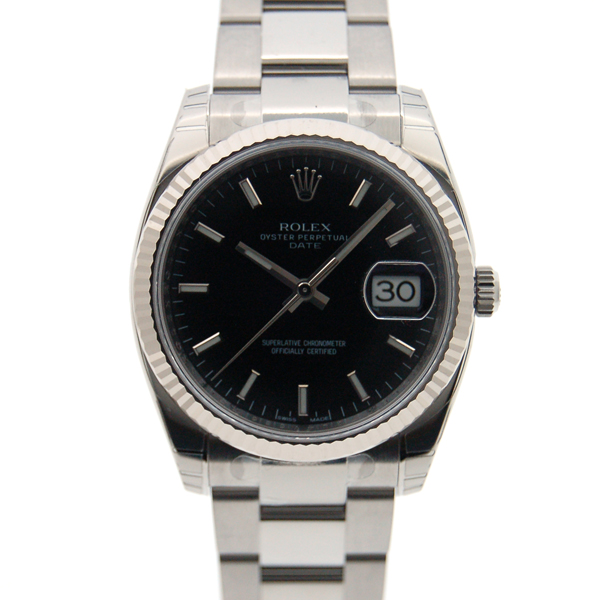 ロレックス　ROLEX　オイスターパーペチュアルデイト　115234　ブラック　WGベゼル　新品
