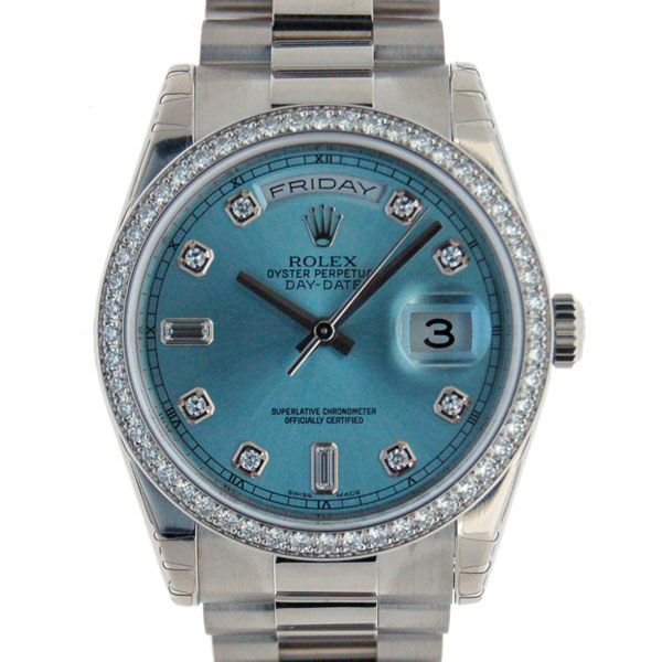 ロレックス　ROLEX　デイデイト　118346A　アイスブルー　プラチナ　ベゼルダイヤ　新品