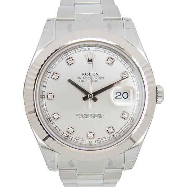 ロレックス　ROLEX　デイトジャスト2　Ref.116334G　シルバー　10Pダイヤ　新品