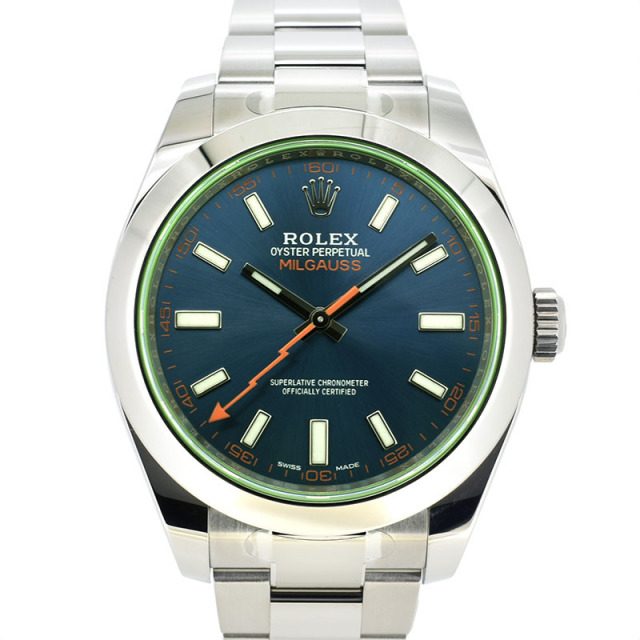 ロレックス　ROLEX　ミルガウス　116400GV　Zブルー　グリーンガラス　SS　自動巻　新品