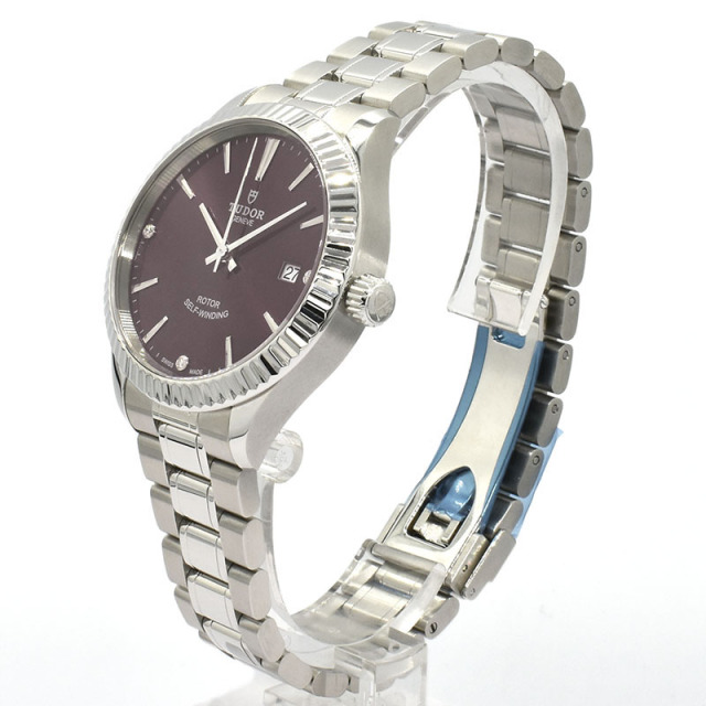 チューダー(チュードル) TUDOR スタイル オートマティック 12510 ワインレッド 38mm 3Pダイヤ 新品