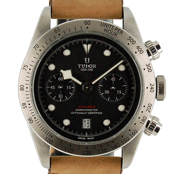 チューダー(チュードル)　TUDOR　ヘリテージ　ブラックベイ クロノグラフ　79350　41mm　ブラック　SS　革ベルト　新品